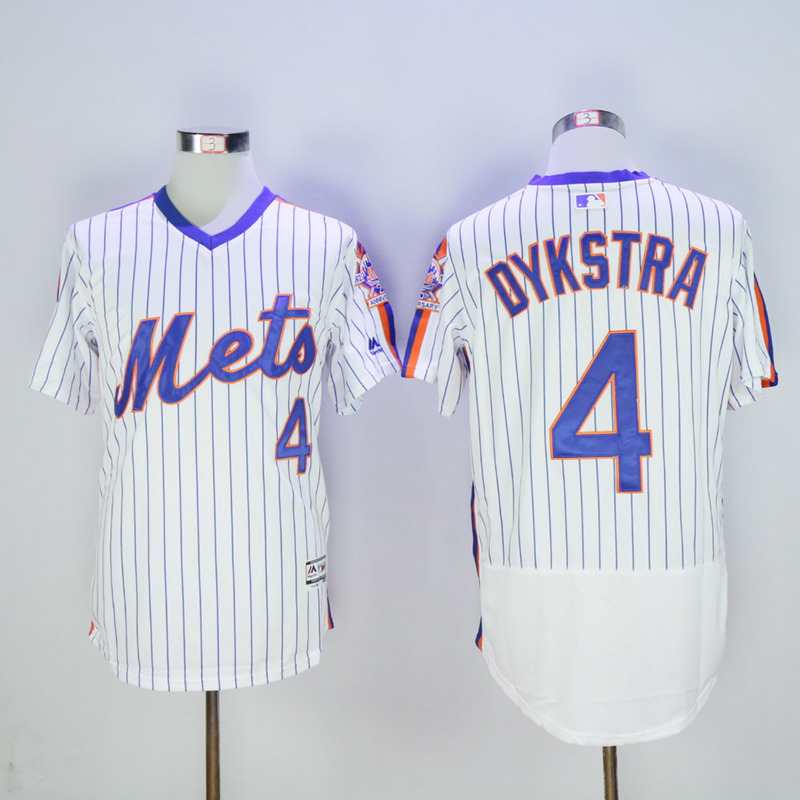 Men New York Mets 4 Dykstra White Throwback Elite MLB Jerseys